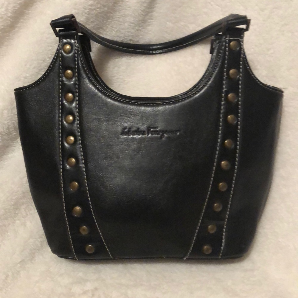 vintage Salvatore Ferragamo Black Studded Purse
